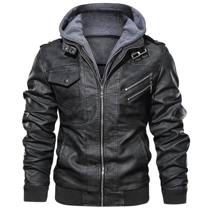 Jacob - Veste en cuir à capuche pour hommes