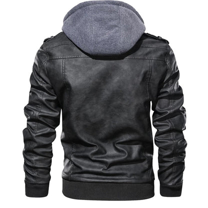 Jacob - Veste en cuir à capuche pour hommes