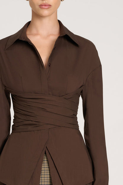 Blouse Femme Décontractée en Coton avec Col Chemisier