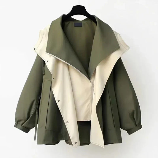 Manteau Femme Hiver Classique Noir et Beige - PanierRoyale
