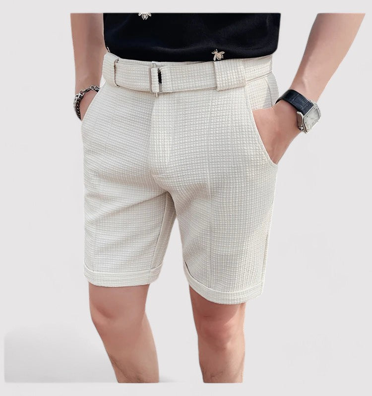 Short en coton beige homme avec ceinture élastique