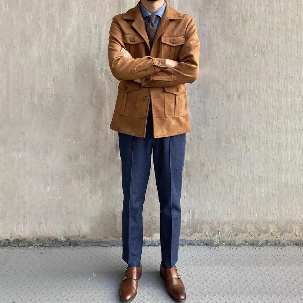 Veste Utility Homme Coton Quatre Poches Coupe Droite