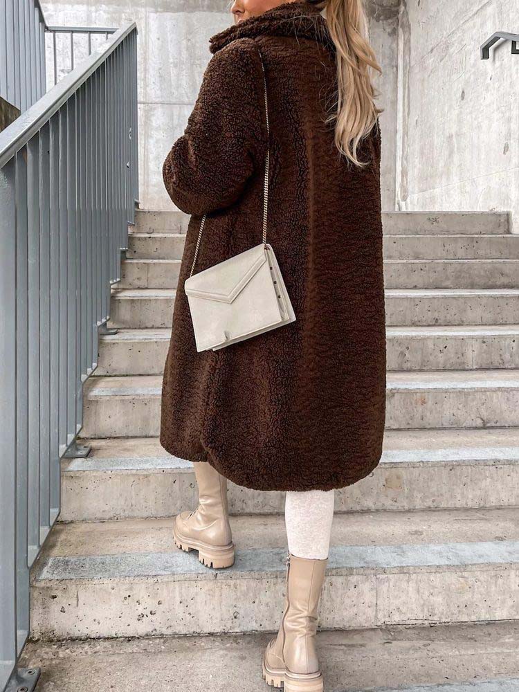 Manteau femme col en fausse fourrure élégant - PanierRoyale
