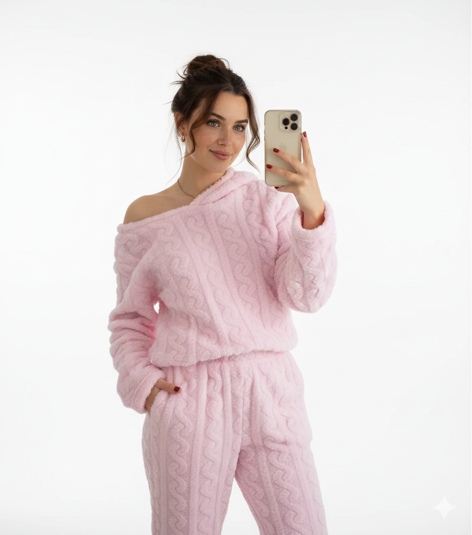 Pyjama Hiver Unisexe Doux et Chaud Rouge Corail