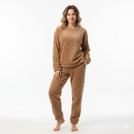 Pyjama Hiver Unisexe Doux et Chaud Rouge Corail - PanierRoyale