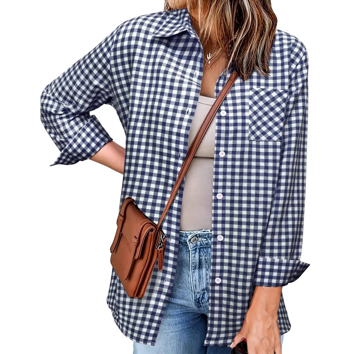Chemise Femme Décontractée à Carreaux Flannel Douce