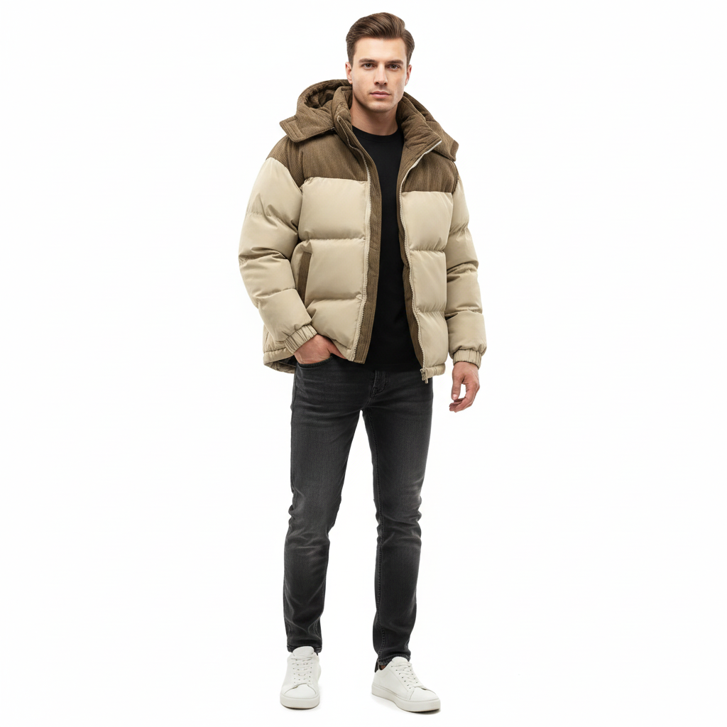 Veste Hiver Homme Doublée et Étanche avec Capuche