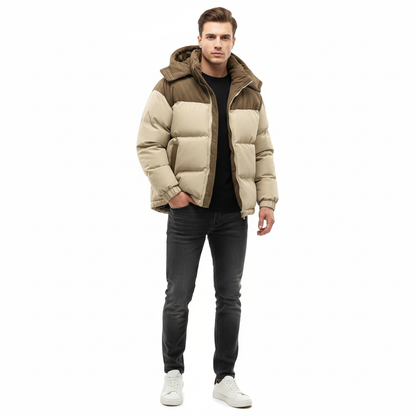 Veste Hiver Homme Doublée et Étanche avec Capuche
