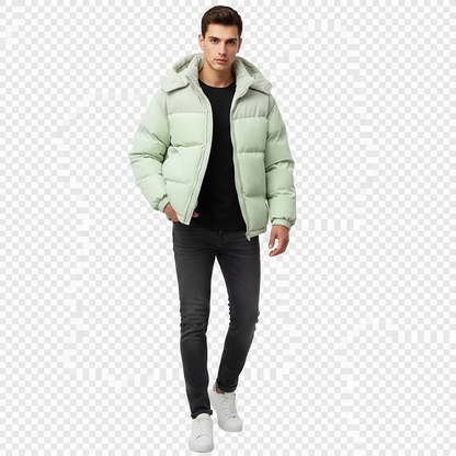 Veste Hiver Homme Doublée et Étanche avec Capuche