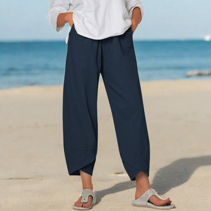 Pantalon Femme Décontracté avec Poches et Taille Élégante