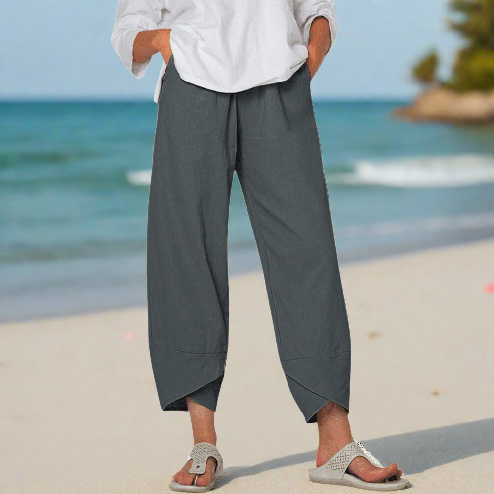 Pantalon Femme Décontracté avec Poches et Taille Élégante
