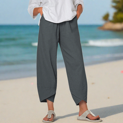 Pantalon Femme Décontracté avec Poches et Taille Élégante