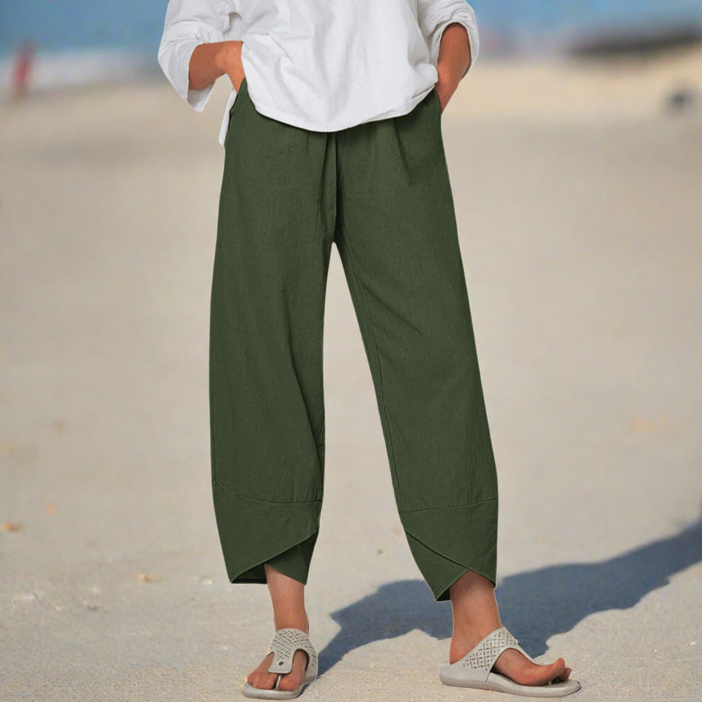 Pantalon Femme Décontracté avec Poches et Taille Élégante