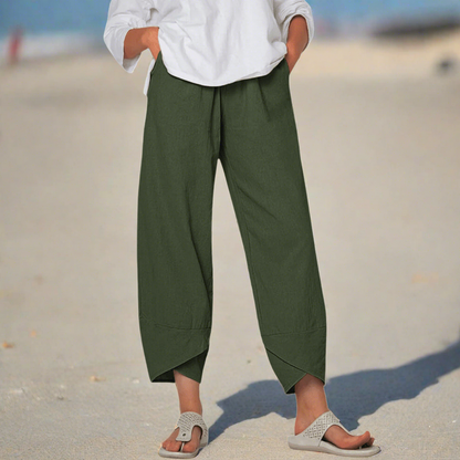 Pantalon Femme Décontracté avec Poches et Taille Élégante