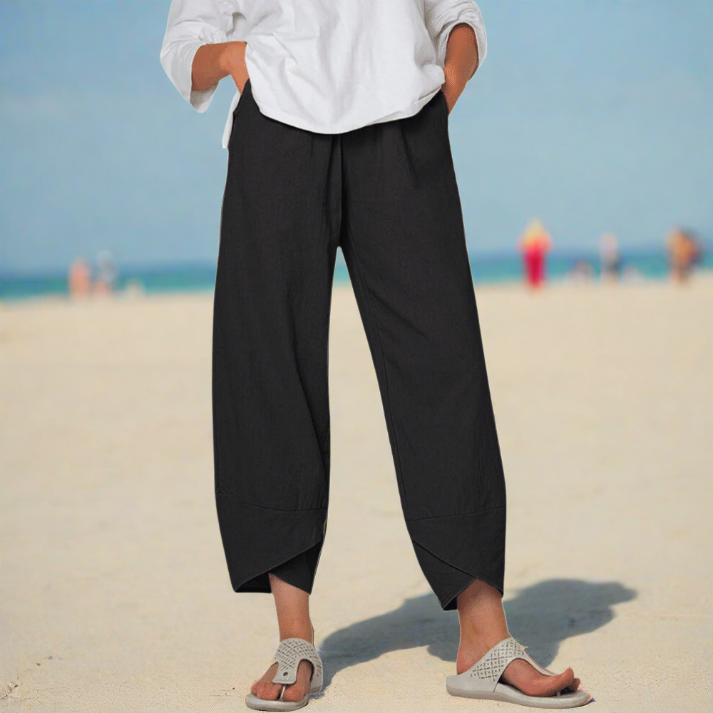 Pantalon Femme Décontracté avec Poches et Taille Élégante