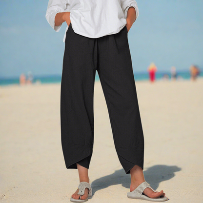 Pantalon Femme Décontracté avec Poches et Taille Élégante