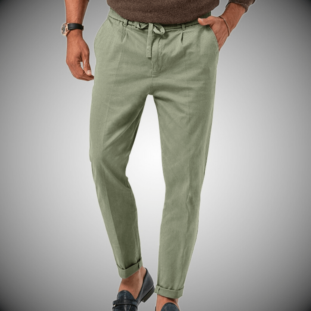 Pantalon ChinoVert Olive Homme Adjustble Élastiqué - PanierRoyale