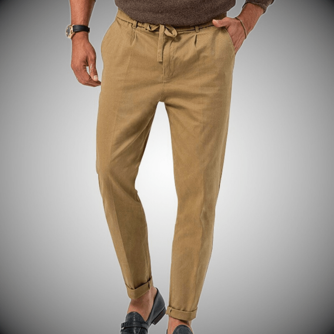 Pantalon ChinoVert Olive Homme Adjustble Élastiqué