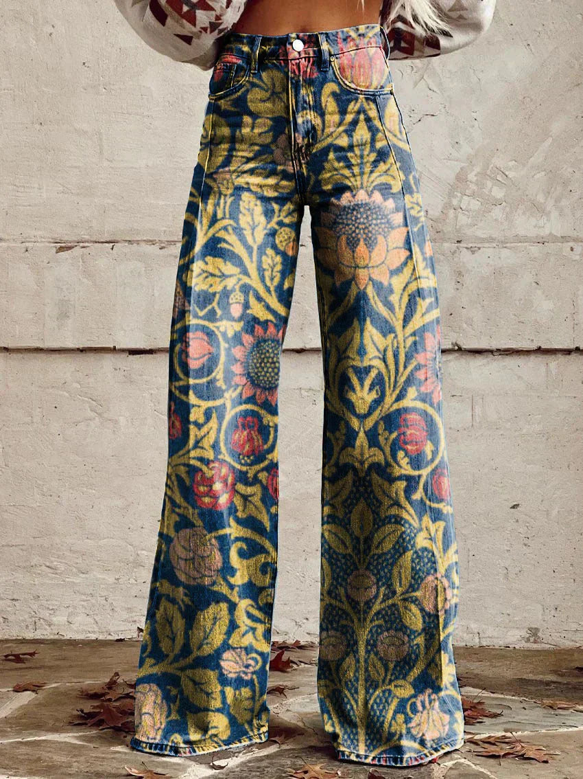 Pantalon Femme à Fleurs Décontracté Chic
