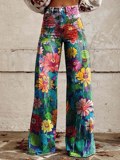 Pantalon Femme à Fleurs Décontracté Chic
