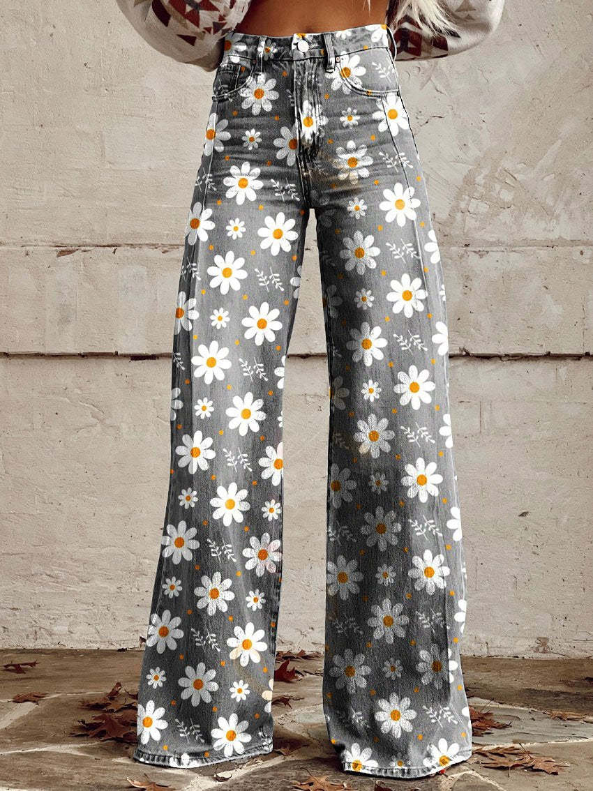 Pantalon Femme à Fleurs Décontracté Chic - PanierRoyale