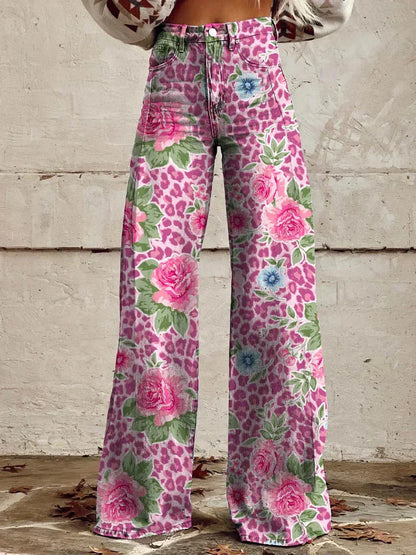 Pantalon Femme à Fleurs Décontracté Chic