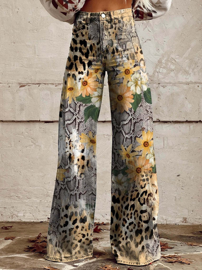 Pantalon Femme à Fleurs Décontracté Chic