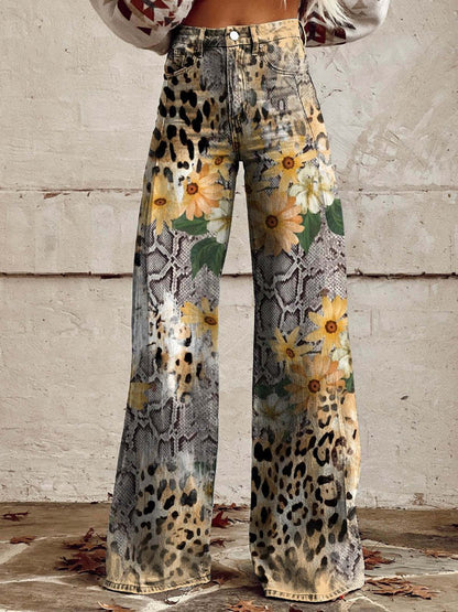 Pantalon Femme à Fleurs Décontracté Chic