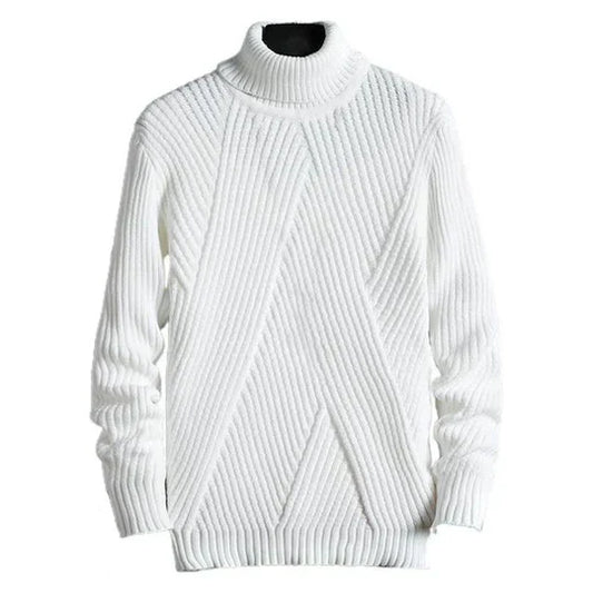 Pull Homme Tricot épais Col Rond Blanc - PanierRoyale