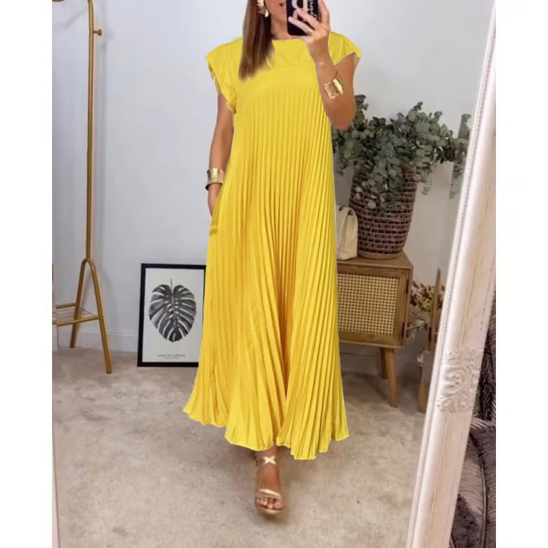 Robe longue Femme Tissu confortable Coupe fluide avec poches