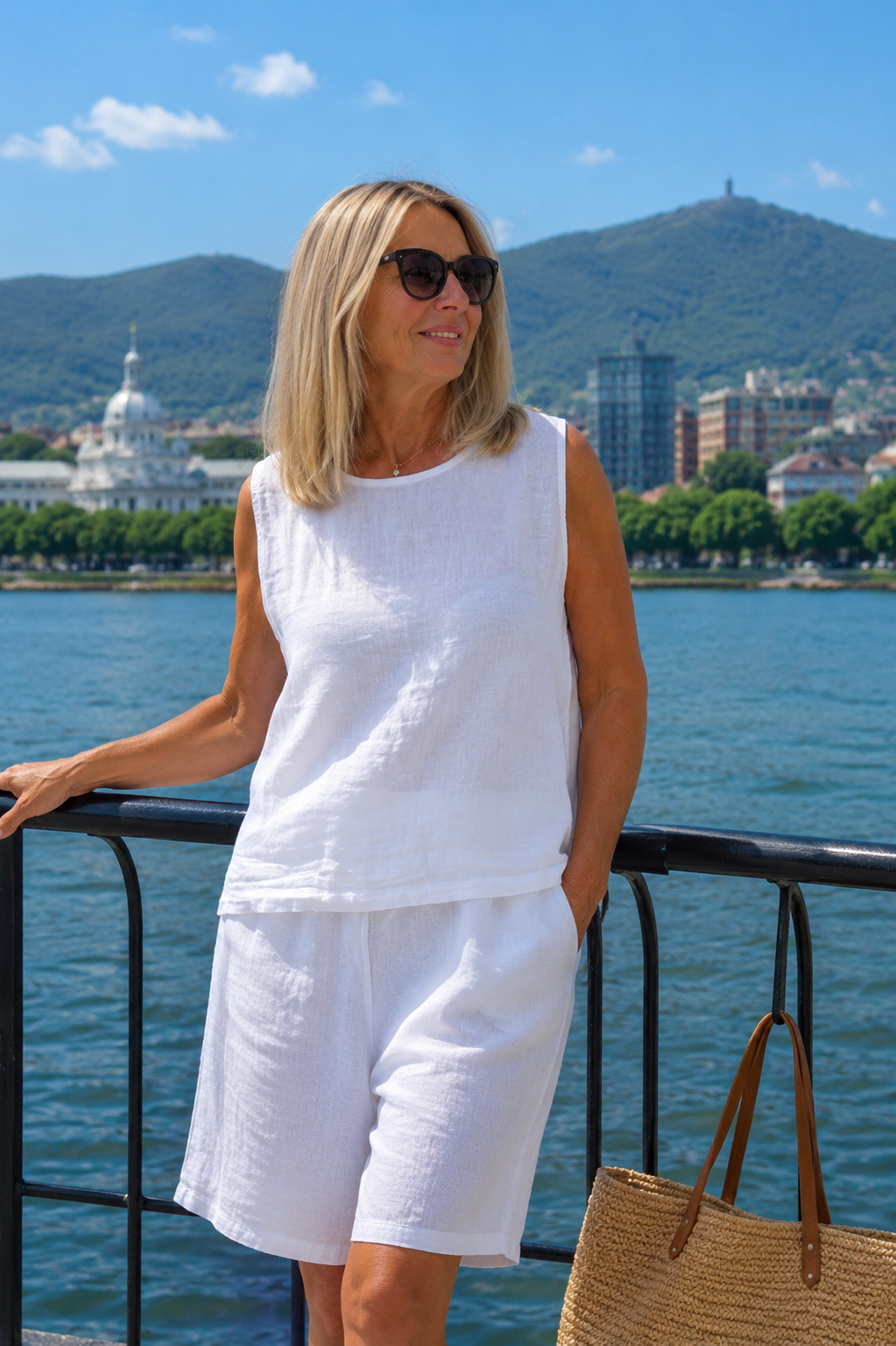 Ensemble Femme Sans Manches Col Rond Short Fluide - PanierRoyale