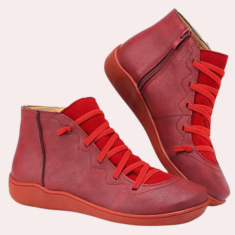Bottines Femmes Plates en Cuir Élégantes - PanierRoyale
