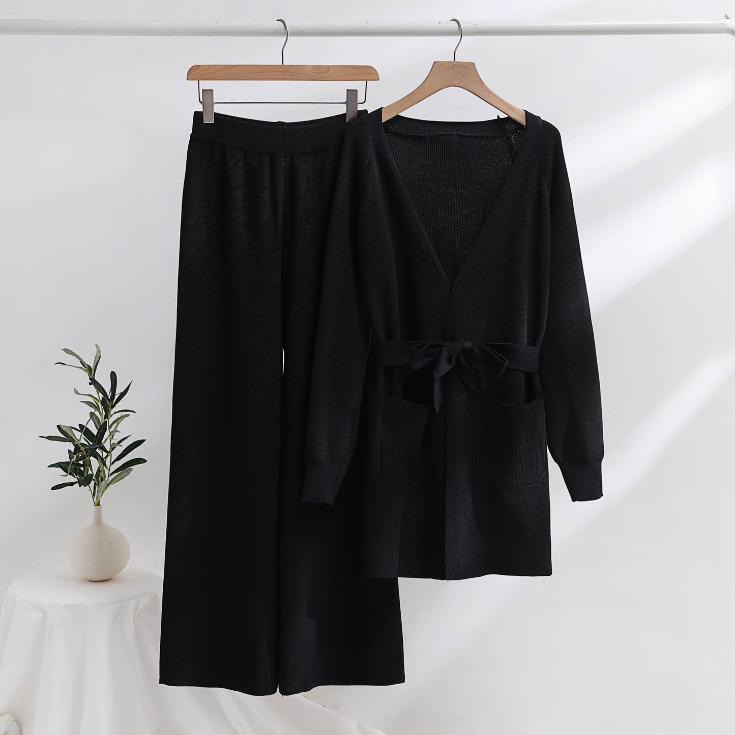 Costume décontracté 2 pièces avec gilet long et pantalon large