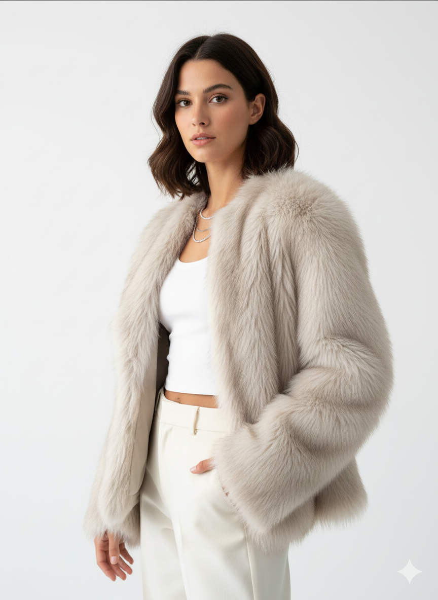 Manteau Femme Hivernal Doux en Fausse Fourrure Chic