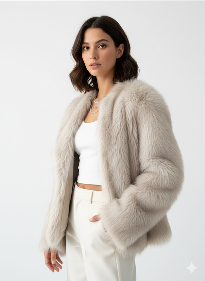 Manteau Femme Hivernal Doux en Fausse Fourrure Chic