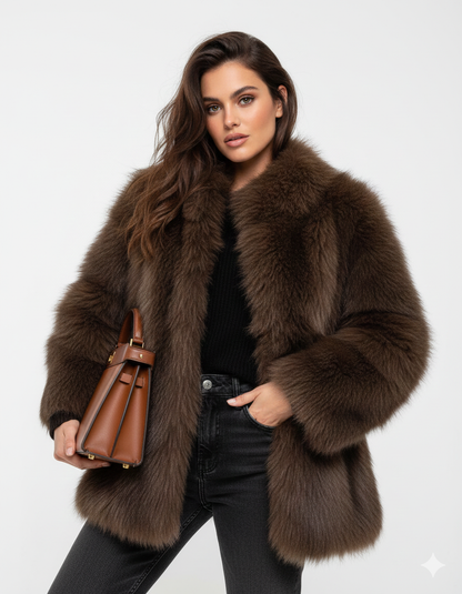 Manteau Femme Hivernal Doux en Fausse Fourrure Chic