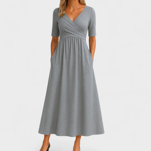 Robe Femme Élégante en Jersey avec Décolleté V - BerlinGlamour