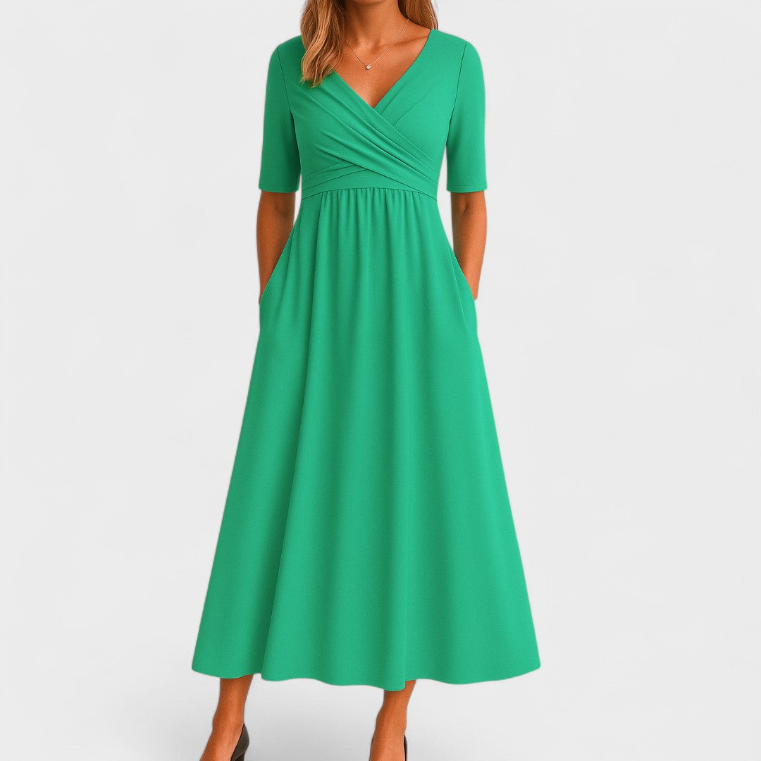 Robe Femme Élégante en Jersey avec Décolleté V