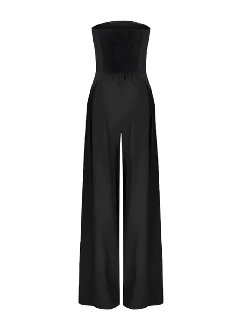 Combinaison femme sans manches noir élégante pour soirée