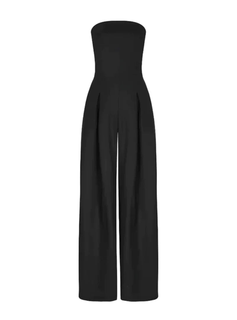 Combinaison Femme Élégante sans Bretelles Noir Bleu