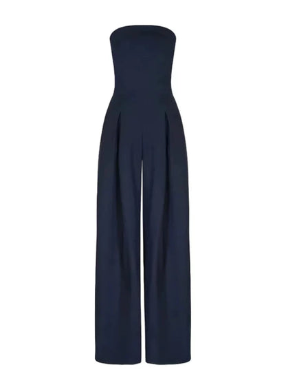 Combinaison Femme Élégante sans Bretelles Noir Bleu