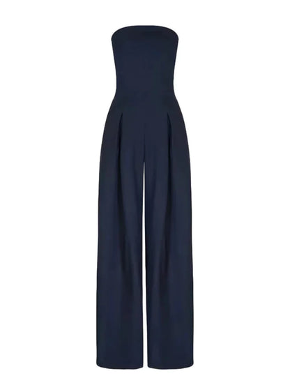 Combinaison Femme Élégante sans Bretelles Noir Bleu
