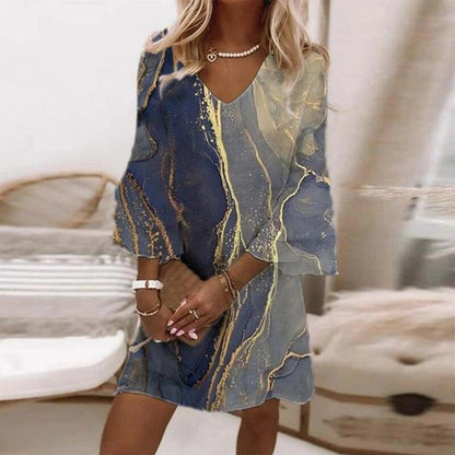 Robe Femme Élégante avec Imprimé Floral et Taille Cintrée