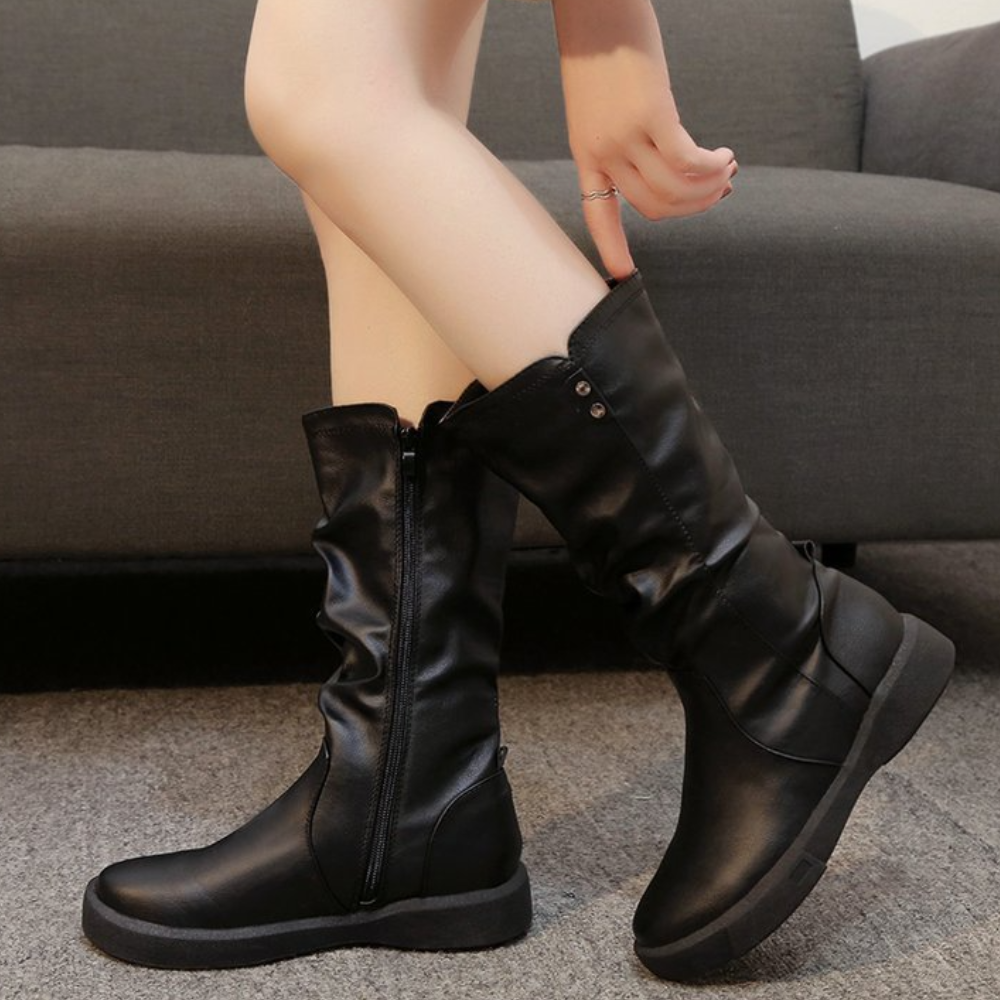 Bottes Hiver Femmes Mi-Mollet Chauffantes et Élégantes - PanierRoyale
