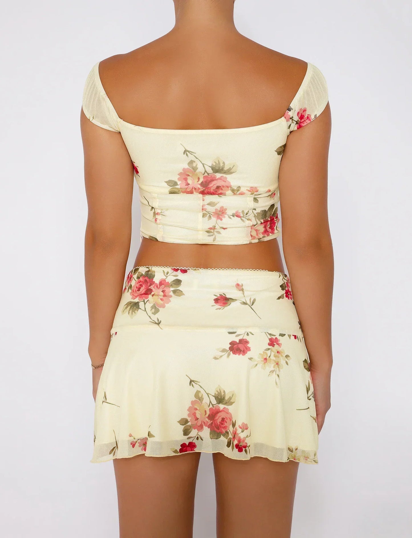 Top Été Décolleté avec Jupe Courte pour Femme