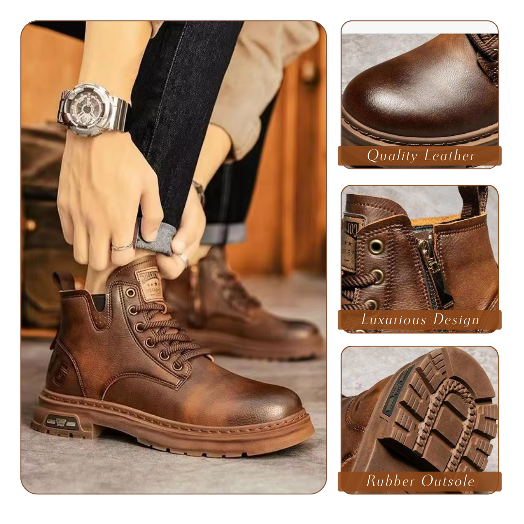 Bottes Homme Haut de Gamme à Lacets et Fermeture Éclair