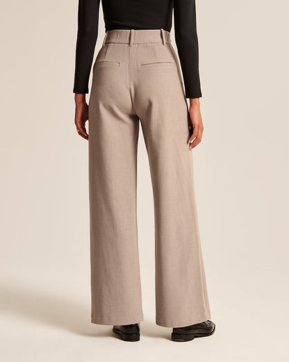 Pantalon Taupe Large Jambe pour Femme