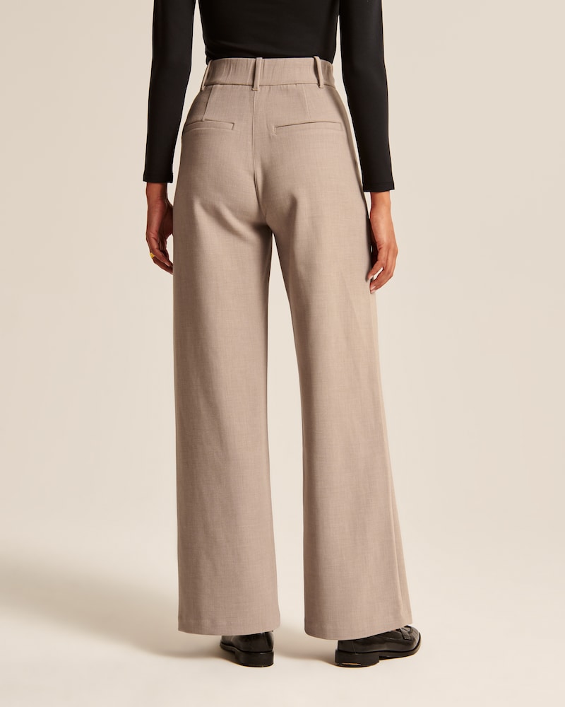Pantalon Large Jambe Beige Élégant pour Femme
