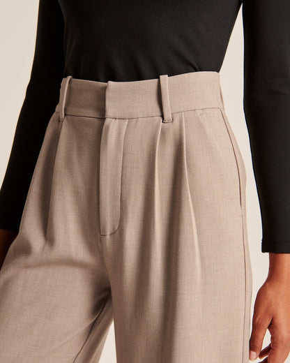 Pantalon Large Jambe Beige Élégant pour Femme