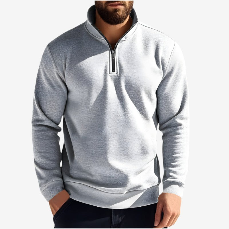 Pull à Manches Longues avec Fermeture Éclair et Col Rond